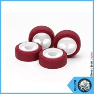 TAMIYA Mini 4WD Low Friction Small Diameter Low Tire (24mm) & 3-Spoke Wheel 95634 White/Maroon [Dire