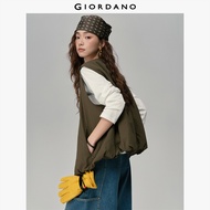 GIORDANO Women Vests Grid Texture Puff Jacket Vests Mesh Lining Crewneck Sleeveless Fashion Casual O