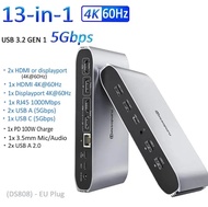 sopuru Displaylink Triple Display Docking Station สำหรับ  M1 M2 Windows พร้อม2 HDMI 2 DisplayPort PD