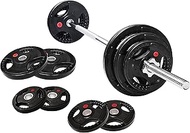 Signature Fitness Cast Iron Standard Weight Plates Including 5FT Standard Barbell with Star Locks, 4
