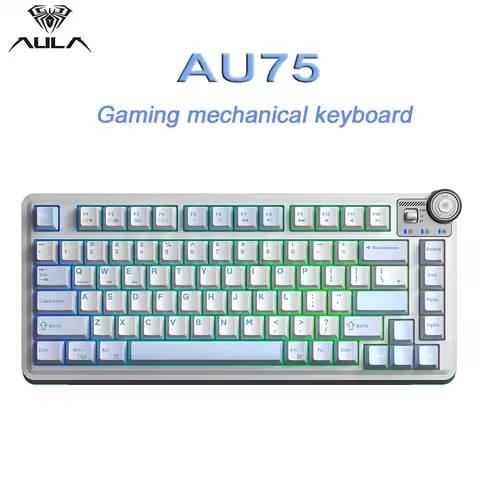 AULA AU75 Gaming Mechanical Keyboard 2.4G/BT/Wired Hot Swappable RGB 81 Keys E-sports Keyboard Deskt