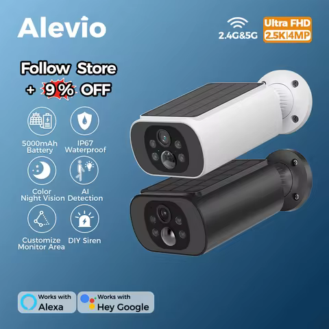 2.5K Solar Security Camera Wireless Outdoor WiFi Camera Long Standby,24/7 Recording,Color Vision,AI