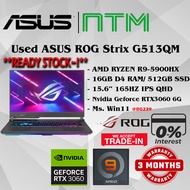 #RG239 Gaming Laptop USED ASUS ROG G513QM AMD RYZEN R9 5900HX 16GB 512GB SSD NVIDIA RTX3060 RTX 3060