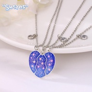 SUSANS 3Pcs Matching Heart Pendant Necklace, Friendship Jewelry Friendship BFF Necklaces, Alloy Cute