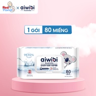 Aiwibi Pure Wet Wipes Contain Moisturizing D-Panthenol, Gentle for Sensitive Skin (1 Pack of 80 Piec