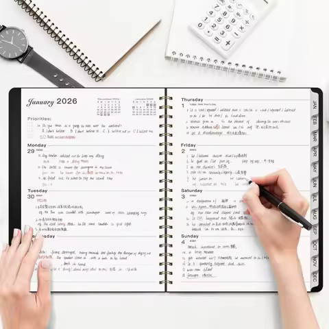 Productivity Tool A4 2026 Notebook Double Coil Binding Portable Monthly Planner Weekly Planner Colle