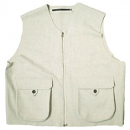 my beautiful landlet 2024秋冬日本製造 Melton 布料拉鍊背心，WM13-BS242131，1碼，燕麥色，男女通用上衣 [全新] [二手] [my beautiful la