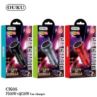 OUKU CK05 car charger PD30W + QC20W Fast charge USB quick Head Adapter 2/Type-C Ports