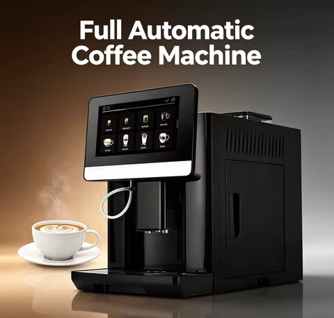 GZZT One-Button Full Automatic Coffee Machine with Grinder 19Bar ULKA Pump Double Boiler One-touch C