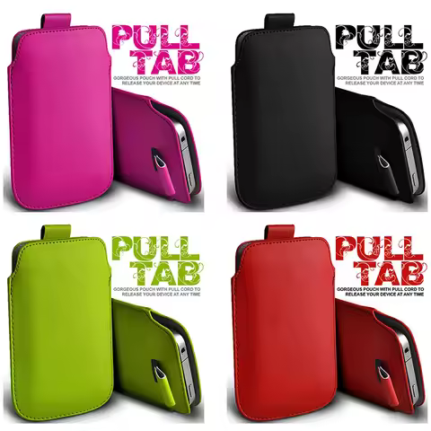 Pull & Push Tab Universal Leather Case For ZTE Blade A75 4G 5G A54 A53 Pro Plus A73 5G A34 4G Pouch 