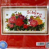 Phu Quy Binh An peony cross-stitch painting 222788 (124x70) not yet embroidered