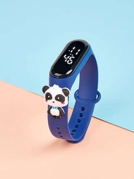 1入組兒童手錶 M3 黑白燈熊貓造型時尚電子手錶
