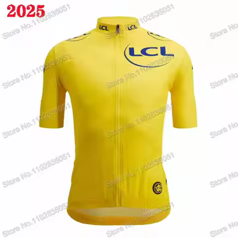 2025 France Tour Team Yellow Cycling Jersey Short Sleeve Summer TDF Clothing Road Bike Shirts Bicycl
