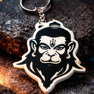Lord Hanuman Face Keychain – Powerful Bajrangbali Symbol Key Ring for Protection, Strength & Positiv