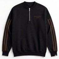 Rucass 1989 Unisex Text Halfzip Sweater with Shanghai Collar, Premium Thick Fleece Material