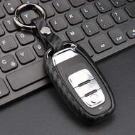 Silicone Carbon Fiber Car Smart Key Fob Ring Chain Case Cover For Audi A4 B8/A5/A6 C7/A7/A8 D4/Q5/S4