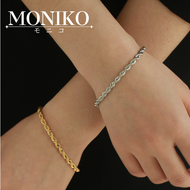 MONIKO 18k Saudi Gold Pawnable Pure Gold Plated Plait Bracelet High Quality Simple Design Stainless Steel Bracelet for Women