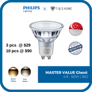 Philips Lighting- MASTER VALUE LEDspot MV (Glass), 4.9-50W GU10 36° Dimmable (Warm White, Cool White)