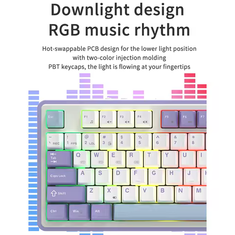 AJAZZ AK870 Mechanical Keyboard Tri-mode RGB Hot-swappable 1.06inch Customizable Screen Knob Wireles