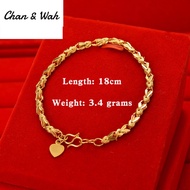Chan Wah Malaysia Jewellery Gold 916 Original Bracelet for Women Bangle Perhiasan Gelang Telinga Kelinci Pawn Rabbit Emas Asli 916 Perhiasan Gelang Wanita Gelang Tangan Perempuan Korean Style