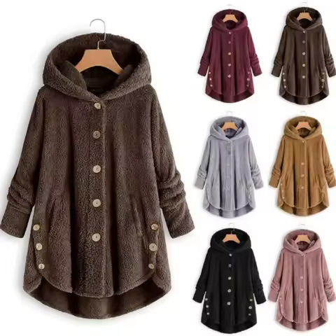Autumn Winter Coat Women Warm Teddy Bear Coat Wool Jacket Female Plush Coat Hooded Jacket New Women'