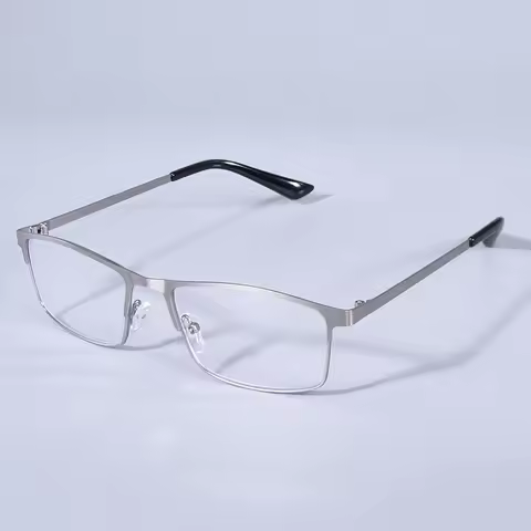 New Metal Eyeglasses Square Frame Business Anti-blue Light Reading Glasses Men's Prescription +125+1