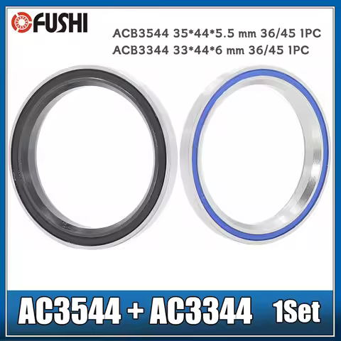 2Pcs ACB3544 ACB3344 Bike Headset Bearings 35*44*5.5 mm 33*44*6 mm 36/45 Degree Chrome Steel Tapered