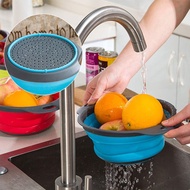 Foldable Silicone Colander Fruit Colander Strainer Washing Basket Strainer Collapsible Drainer With 