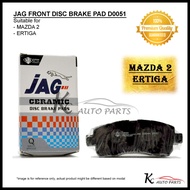 JAG Front Disc Brake Pads D0051 for MAZDA 2 ERTIGA