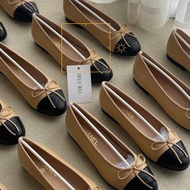 Ballerina Flats Thepair black and light yellow retro toe Flats