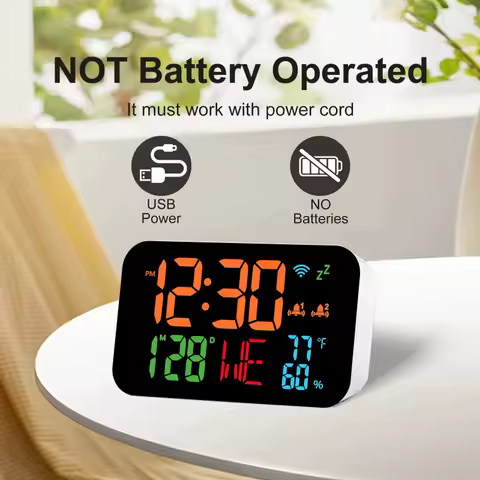 Multifunction LED Desk Alarm Clock Display Temperature Temperature Humidity Clock Automatic Calibrat