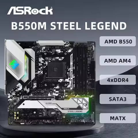 ASRock B550M Steel Legend Motherboard AMD B550 Support Ryzen 9 5950X Ryzen 7 5800X3D 5700x3D CPU DDR