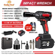 Impek Pembuka Baut Motor Impact Wrench Cordless High Torsi Brushless Impact Baterai 98V/Impact Full 