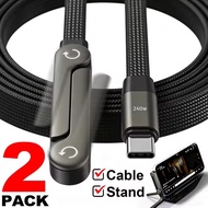 HdoorLink 240W Fast Charging Cable Type-C to Type-C/IOS Cable Foldable Phone Holder 2IN1 Data Cable 