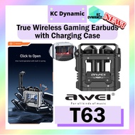 Awei T63 True Wireless Gaming Earbuds with Charging Case Bluetooth Earbuds Awei Wireless Earbuds Gaming Earphone