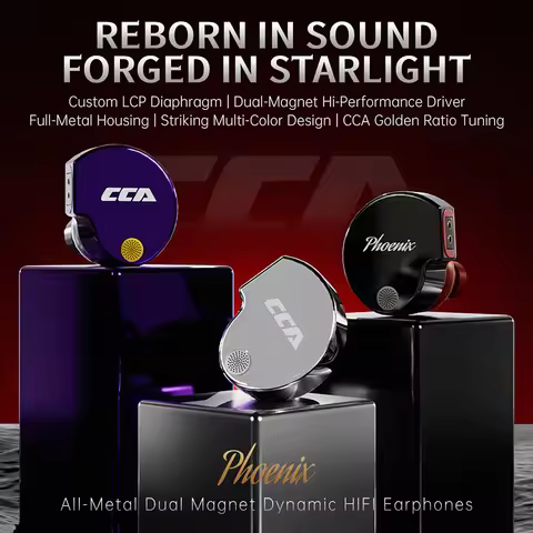 CCA Phoenix Metal Alloy Body 10mm Dual Magnetic Dynamic Coil HIFI Sound Quality In Ear Wired Esports
