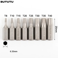 BUTUTU 1pc Torx Bits, 25mm Length T6-T40 Screw Driver Bit, S2 Alloy Steel 1/4 Inch Hex Shank 6 Point