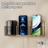 Adhesive Mobile Phone Charging Holder TV Remote Control Bracket Punch Free Wall Mounted Storage Box