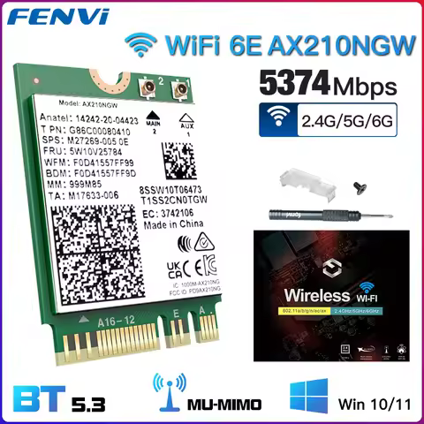 FENVI WiFi 6E Card AX210NGW 5374Mbps 2.4G/5G/6GHz M.2 Wireless Network Card For Bluetooth 5.3 802.11