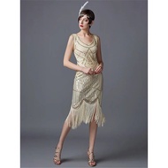 Sidaimi S-3XL Women's Fashion 1920s Flapper Dress Vintage Great Gatsby Charleston Sequin Tassel 20s Party Dress