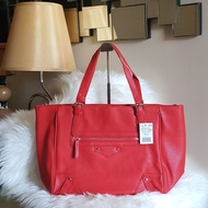 Tote Bag Mango Touch Pebble Shoulder with Front Zip Pocket Red