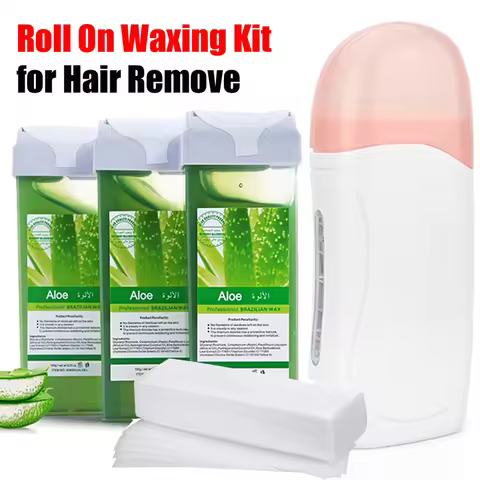 2026 3-in-1 Roll on Waxing Kit with Cartridges Strips Soft Wax Heater Hair Removal Wax / Wax Strips 