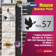 House Number Plate Nombor Rumah 门牌 Stainless Steel 304 白钢门牌 C6104