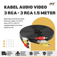 KABEL AUDIO VIDEO AV RCA 1.5 METER - Premium STB 3 RCA untuk Sambungan dari HP ke TV PS DVD Portable Receiver Cable TV CATV LCD &amp; LED TV sebagai Kabel In AV atau Kabel Out AV