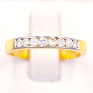 Happy Jewelry แหวนเพชรของแท้ แหวนแถวฝังล็อค ทองแท้ 9k 37.5% ME539