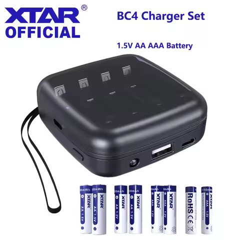 XTAR Batteries Set 1.5V Li-ion AA AAA Rechargeable Battery BC4 Battery Charger
