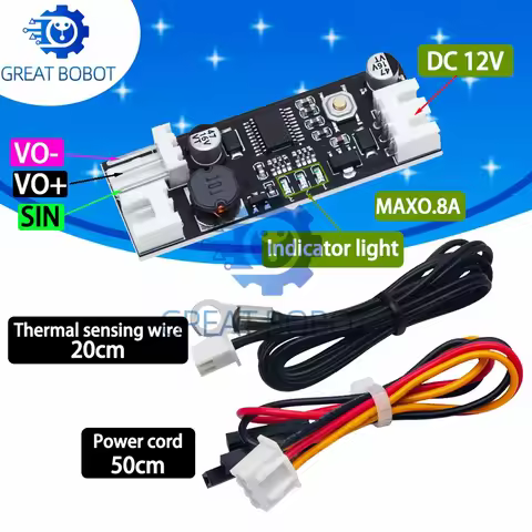 BS NTC 50K 3950 PWM Fan Speed Regulator: 12V 0.8A 2/3-Wire Temperature Controller for Computer Chass
