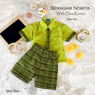 Korean Nobita Uniform, Checkered School Uniform, Lime Color School Uniform, Elementary School Unifor