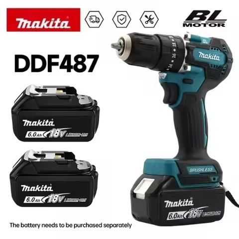 Makita 100%Original DDF487 Cordless Driver Drill 18V Brushless Electric Impact Screwdriver Rechargea