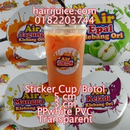 Sticker Cup/Botol Mangga, Epal, Keladi Honey Dew, Rock Melon, Jagung Klebang Ori, Teh Ais